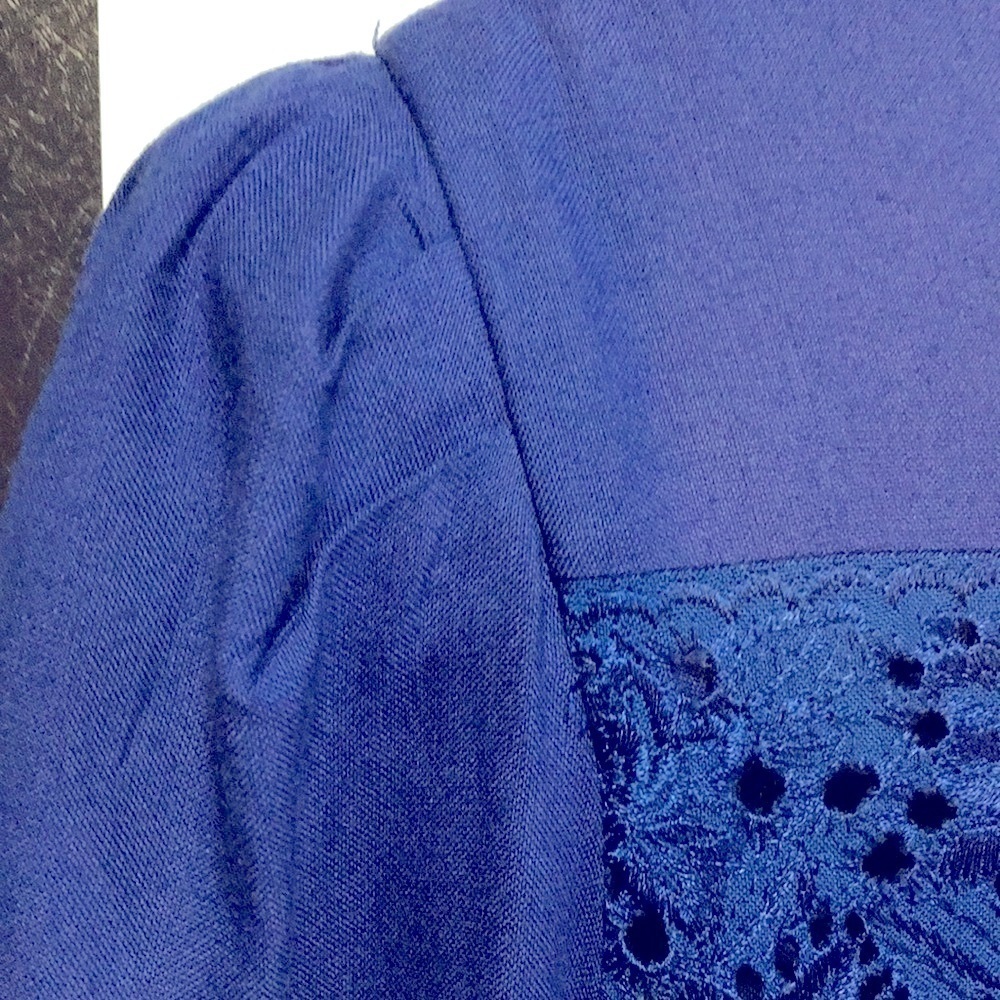 Vintage 80s Royal Blue Prairie Dress Modest Long Sleeve Size 12 Woman’s Large XL - Picture 17 of 17